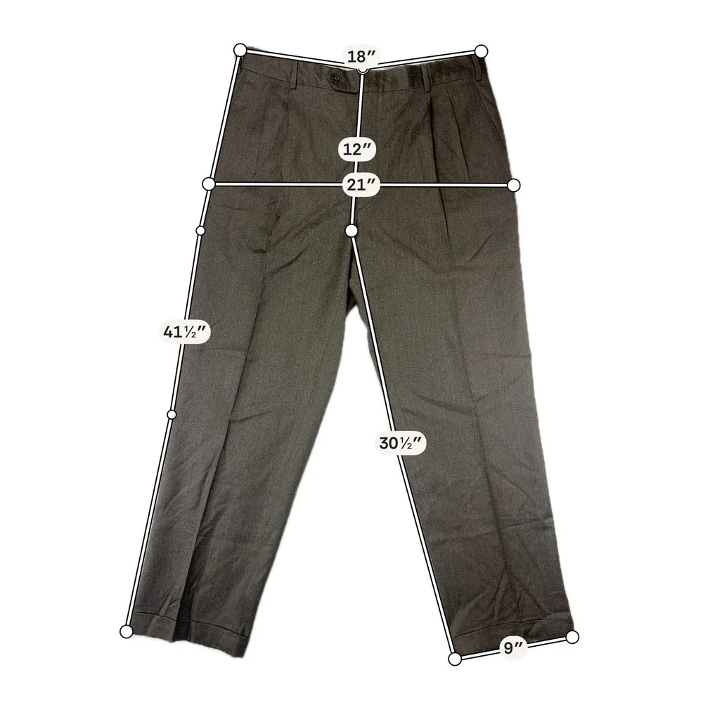 Zignone Dress Pants Pleated 36x30 Brown‎ Wool Cashmere Trousers Italy Old Money